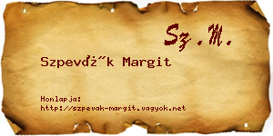 Szpevák Margit névjegykártya